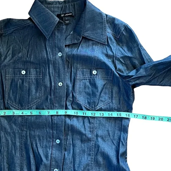 St. John denim button down shirt size 2. E#262 - Picture 2 of 7